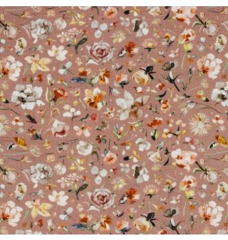 GOTS Tetra Akvarelno cvetje | roza | digitalni tisk | 100%CO
