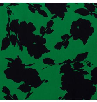 Bombažni saten Abstraktne rože | zelena | 98%CO / 2%EL