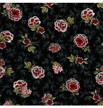 Viskoza lurex Cvetje | črna | 90%VI / 10%LRX
