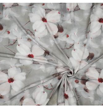Viskoza Veliki cvetovi | siva | digitalni tisk | 100%VI