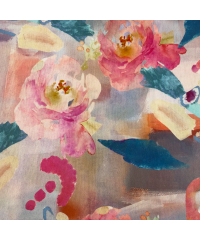 KH Group Viskoza Akvarelni cvetovi | modro/roza | digitalni tisk | 90%VI / 10%PA S1884.3683