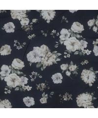 Verhees Šifon Romantično cvetje | temnomodra | 100%PL A4519.002