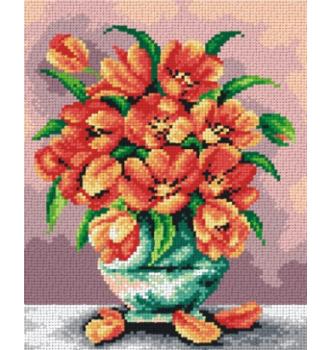 Gobelin Oranžni tulipani v vazi | 24x30cm