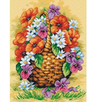 Gobelin Košara travniškega cvetja | 30x40cm