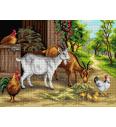 Gobelin Koze in kokoši na kmetiji | 30x40cm