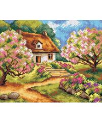 ORCHIDEA Gobelin Hiša med cvetočim drevjem | 24x30cm 2497H