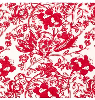 Viskozni puplin Barokno cveće | crvena | 100%VI