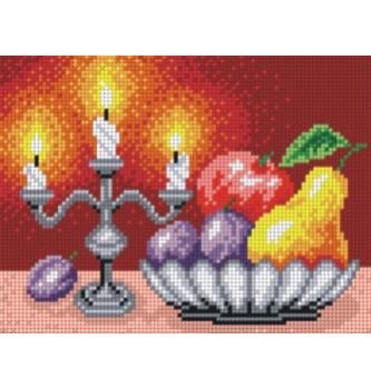 Goblen Posuda voća sa svećama | 18x24cm