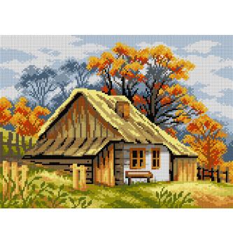 Goblen Kuća kraj jesenjeg drveća | 30x40cm