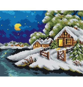 Goblen Noćni snežni pejzaž| 24x30cm