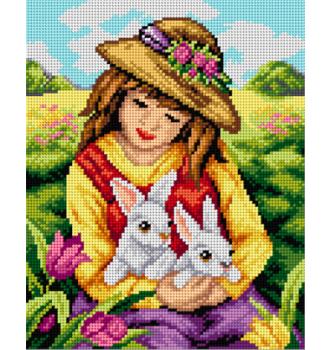 Goblen Devojčica sa zečevima | 24x30cm
