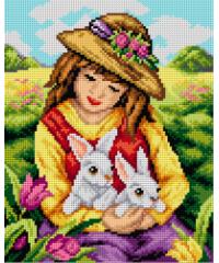 ORCHIDEA Goblen Devojčica sa zečevima | 24x30cm 2494H