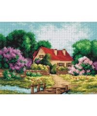 ORCHIDEA Goblen Kuća među cvetnim grmljem | 30x40cm 2140J