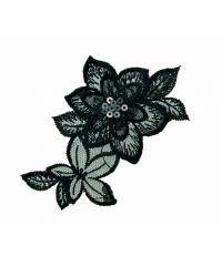 MONO-QUICK Našitek Črn cvet z bleščicami 14475