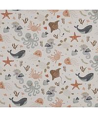 Verhees Jersey Morske živali | krem | digitalni tisk | 95%CO / 5%EL 04101.002