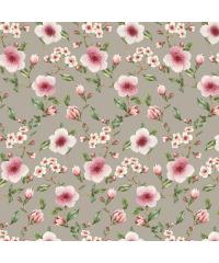 Verhees GOTS Prevešanka Češnjevi cvetovi | rjava | digitalni tisk | 95%CO / 5%EL 08178.001