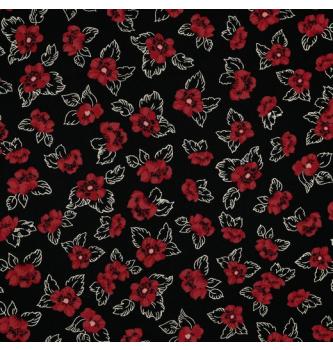 Tkanina Cvetovi | črna | 100%PL