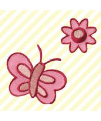 MONO-QUICK Našitek Roza metulj in cvet 06312