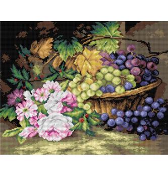 Tihožitje s cvetjem in grozdjem | Margaretha Roosenboom | 40x50cm
