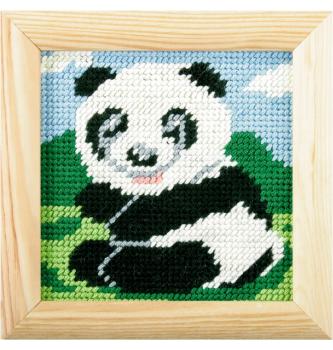 Gobelin set Panda na travniku | 13x13cm