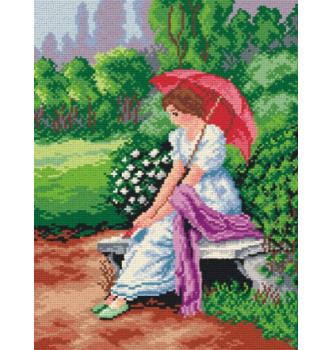 Gobelin Dekle z dežnikom | 30x40cm