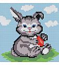 Gobelin Zajček je korenje | 15x15cm