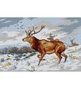 Gobelin Jelen v snegu | Carl Friedrich Deiker | 40x60cm