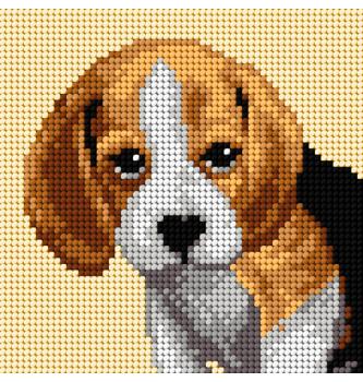 Gobelin set Beagle | 13,5x13,5 cm (komplet s prejicami)