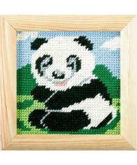 ORCHIDEA Gobelin set Panda na travniku | 13x13cm 1498