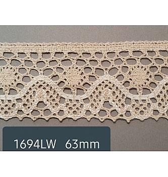 Klekljana čipka | bombaž | lanena/smetana | 63mm