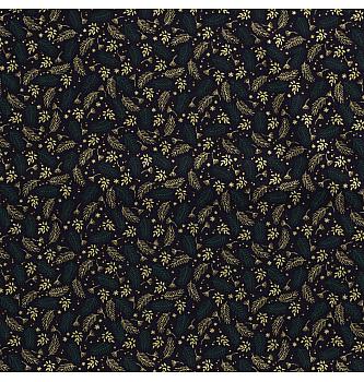 Popelin Božićne grančice | metalik | plava | 100%CO