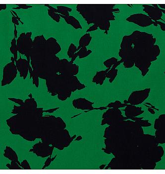 Pamučni saten Apstraktno cvijeće | zelena | 98%CO / 2%EL