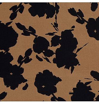 Pamučni saten Apstraktno cvijeće | bež | 98%CO / 2%EL