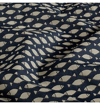 Batist batik Ribice | indigo | 100%CO