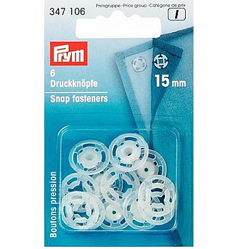 Prišivni drukeri | 15mm | prozirni | plastika | 6kom