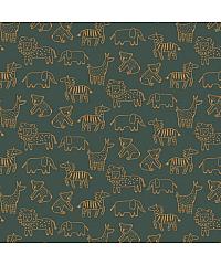 Verhees GOTS felpa čupavljena Vesele životinje | tamnozelena |  95%CO / 5%EL 08066.012