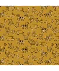 Verhees GOTS felpa čupavljena Vesele životinje | oker |  95%CO / 5%EL 08066.016