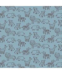 Verhees GOTS felpa čupavljena Vesele životinje | svijetloplava |  95%CO / 5%EL 08066.022