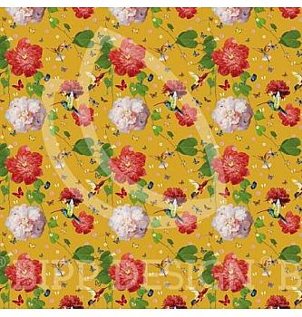 Fabie cvijeće i ptice | oker | digitalni tisak | 95%CO / 5%EL