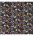 Pamučni jersey Veselo cvijeće glitter | tamno plava | 95%CO / 5%EL