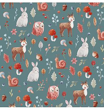 Jersey Šumske životinje | petrolej | digitalni tisak | 95%CO / 5%LY