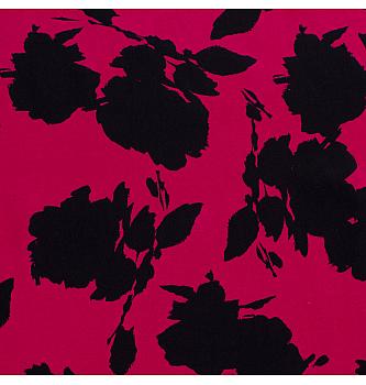 Pamučni saten Apstraktno cvijeće| fuksija | 98%CO / 2%EL