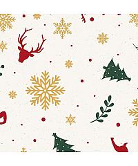 Mutsaers Popelin Božićni jelen | metalik | krem | 100%CO 5391.0151