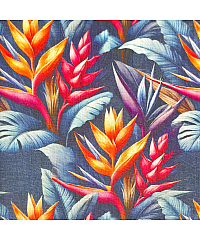 KH Group Viskoza s lanom Tropsko | digitalni tisak | jeans | 58%VI / 42%LI S2304-3682