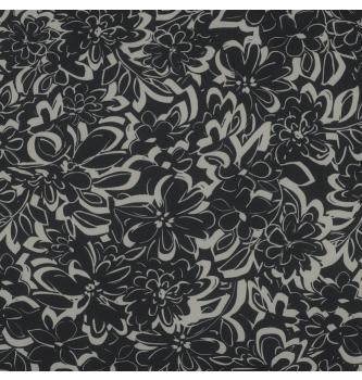 Šifon Stilizirano cvijeće | crna | 100%PL