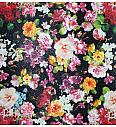 Umjetna koža Šareno cvijeće na crnom | 83%PVC / 15%PL / 2%PU