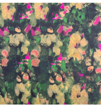 Viskoza Impresionističko cvijeće | zelena | digitalni tisak | 90%VI / 10%PA