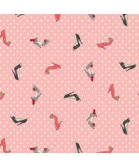 MAKOWER Patchwork tkanina Pamper Shoes pink | 110cm 2311/P
