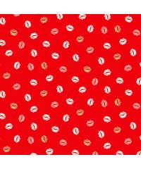 MAKOWER Patchwork tkanina Pamper Lips red | 110cm 2312/R