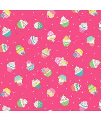 MAKOWER Patchwork tkanina Daydream cupcakes pink | 110cm 2277/P